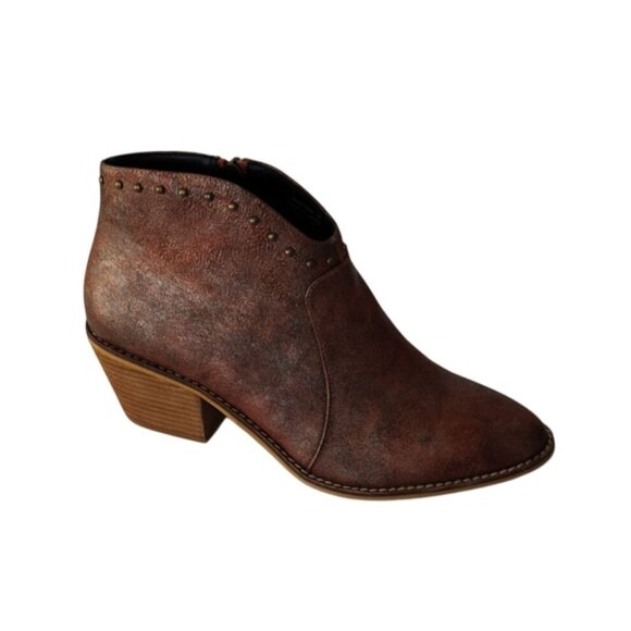 Corkys Shoes - Boutique Corkys Swifton Women Brown Western Ankle Boot Studded Size 10 Block
